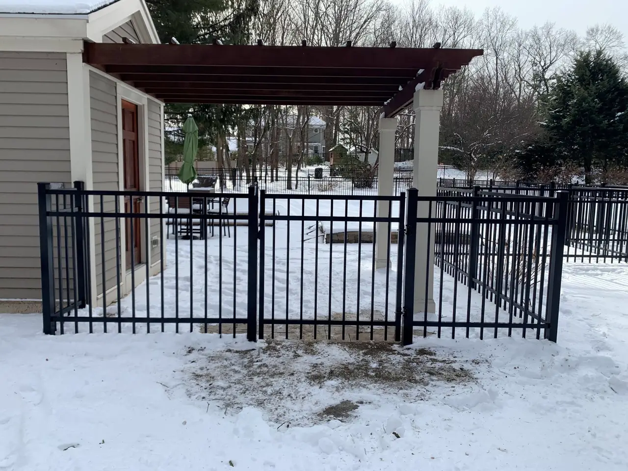 Ornamental aluminum fence installed by Armstrong Fence on the South Shore of Massachusetts