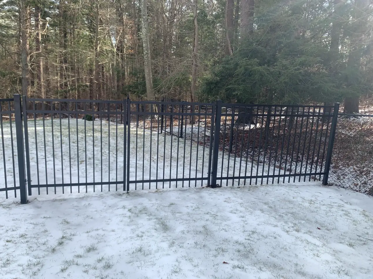 Ornamental aluminum fence installed by Armstrong Fence on the South Shore of Massachusetts