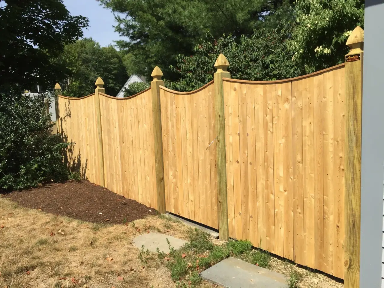 Custom cedar fence installed by Armstrong Fence on the South Shore of Massachusetts