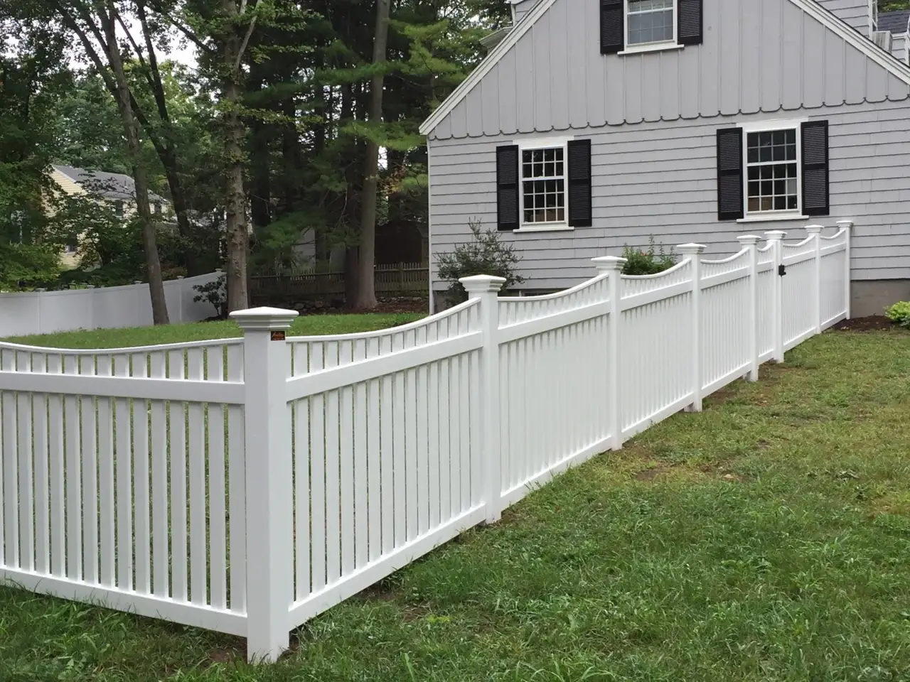 Custom vinyl fence installed by Armstrong Fence on the South Shore of Massachusetts